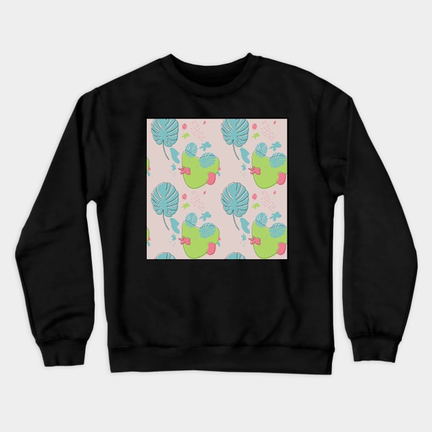 Tropical Leaf Pattern Design Crewneck Sweatshirt by myyylla